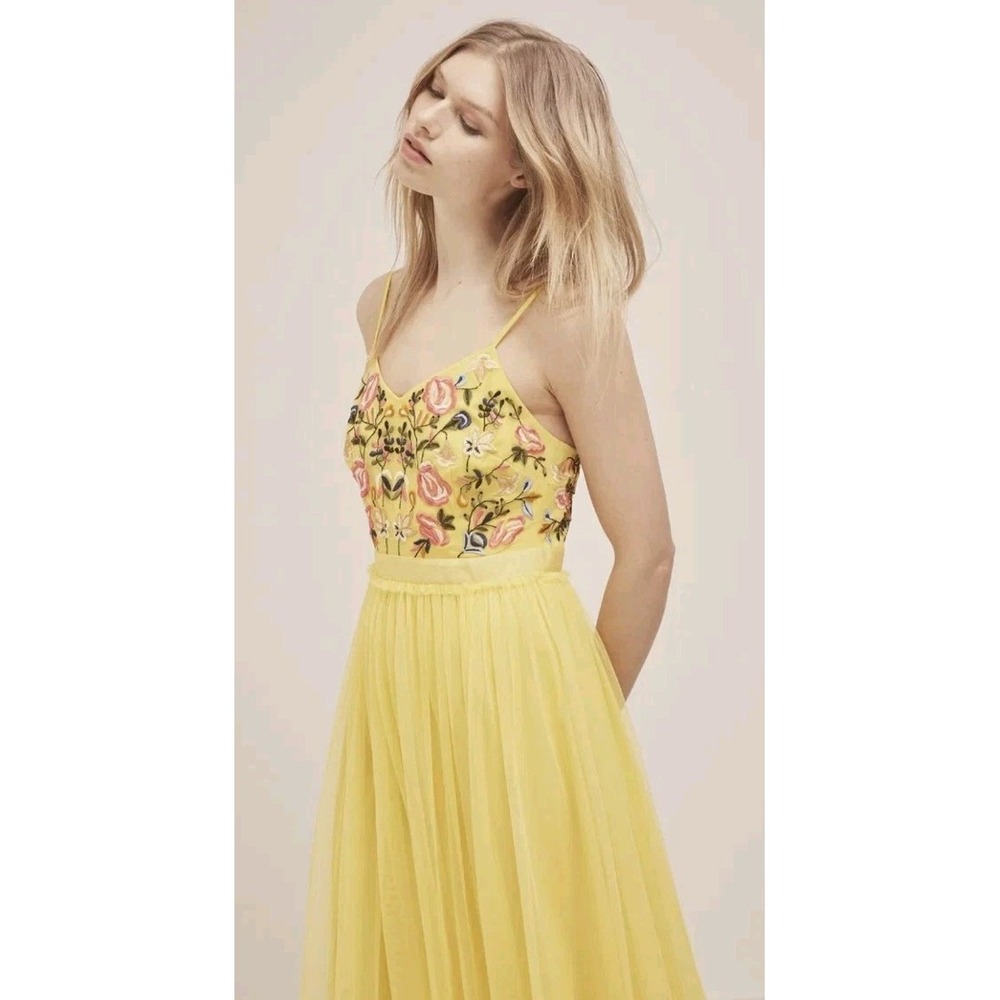 FRENCH CONNECTIONGenoa Embroidered Maxi DressFloral Boho Elegant US 0 Tulle